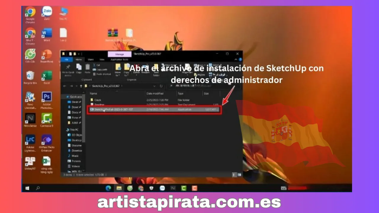 Abra el archivo de instalación de SketchUp con derechos de administrador