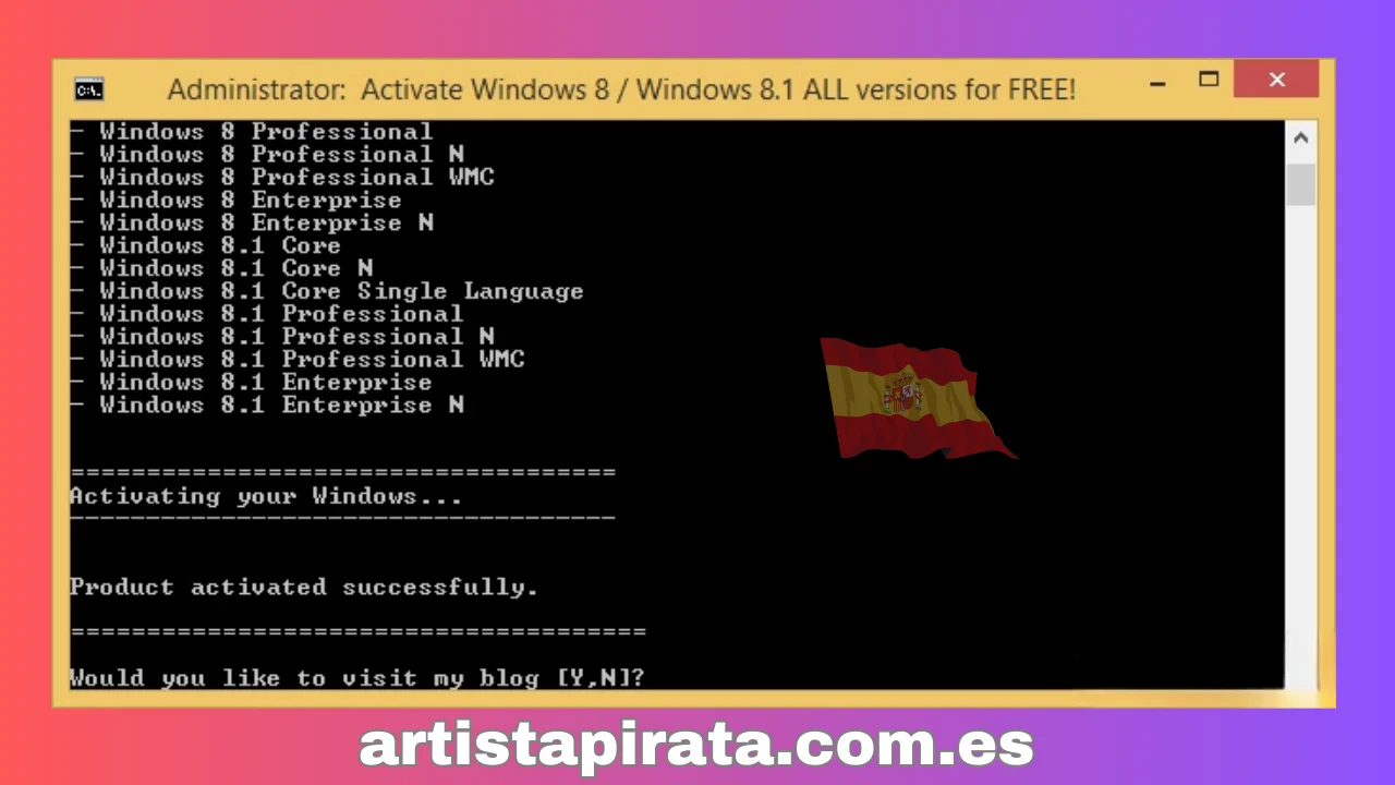 Activación exitosa del producto Windows 8 8.1
