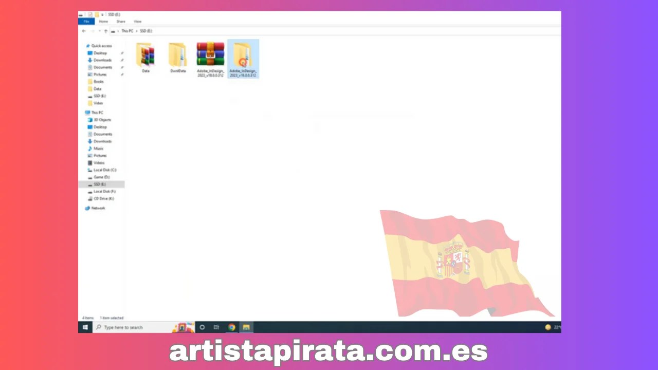 Aparece el archivo “Adobe_InDesign_2023_v18.0.0.312”, luego haga clic en él