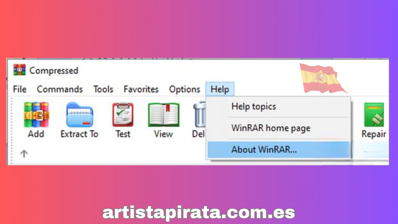 Ayuda Seleccione Acerca de WinRar