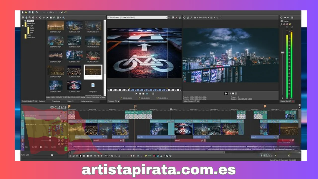 Interfaz del software Sony Vegas Pro