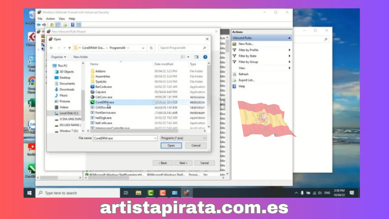 Seleccione “CorelDraw.exe” - “Abrir”.