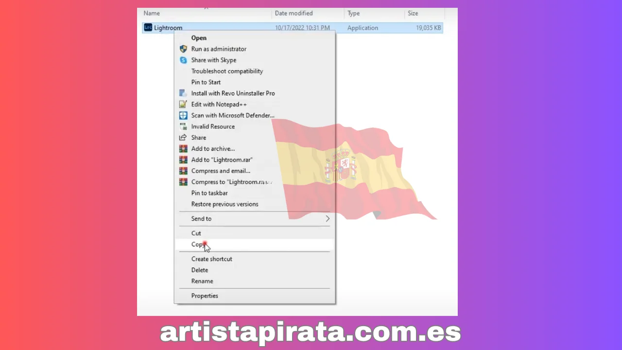 Copia el archivo “Lightroom”