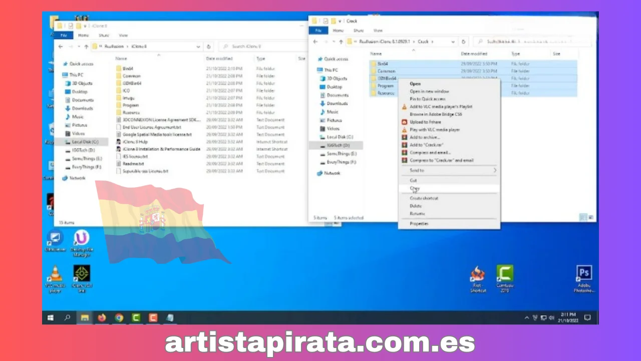 Copie el archivo Crack al archivo que acaba de crear en la pantalla.