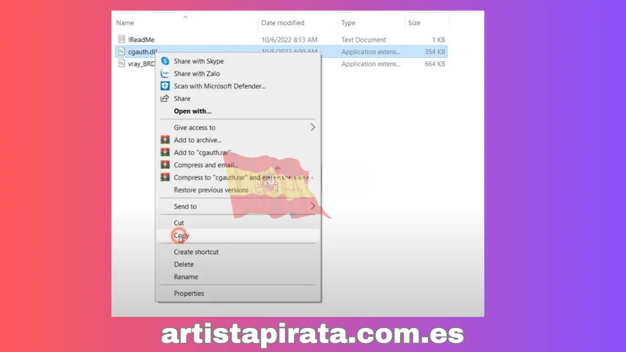 Copie el archivo “cgauth.dll”