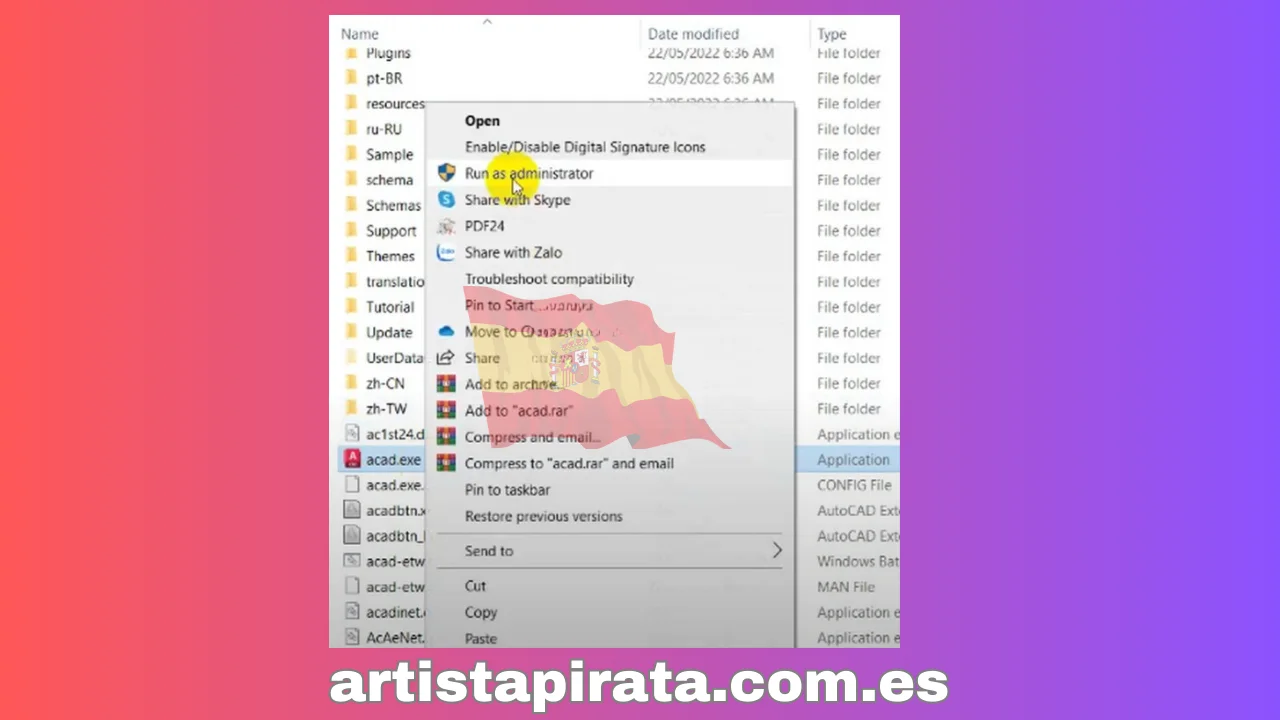 Ejecute el archivo “acad.exe” con derechos de administrador