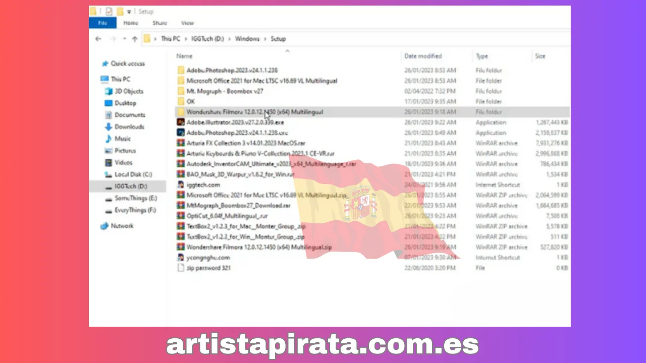 Haga clic para seleccionar el archivo “Wondershare Filmora 12.0.12.1450 (x64) Multilingüe”