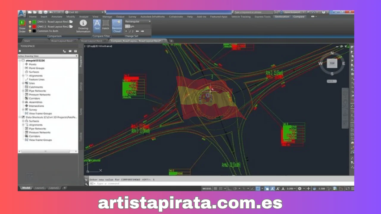 Interfaz del software Autodesk Civil 3D 2024