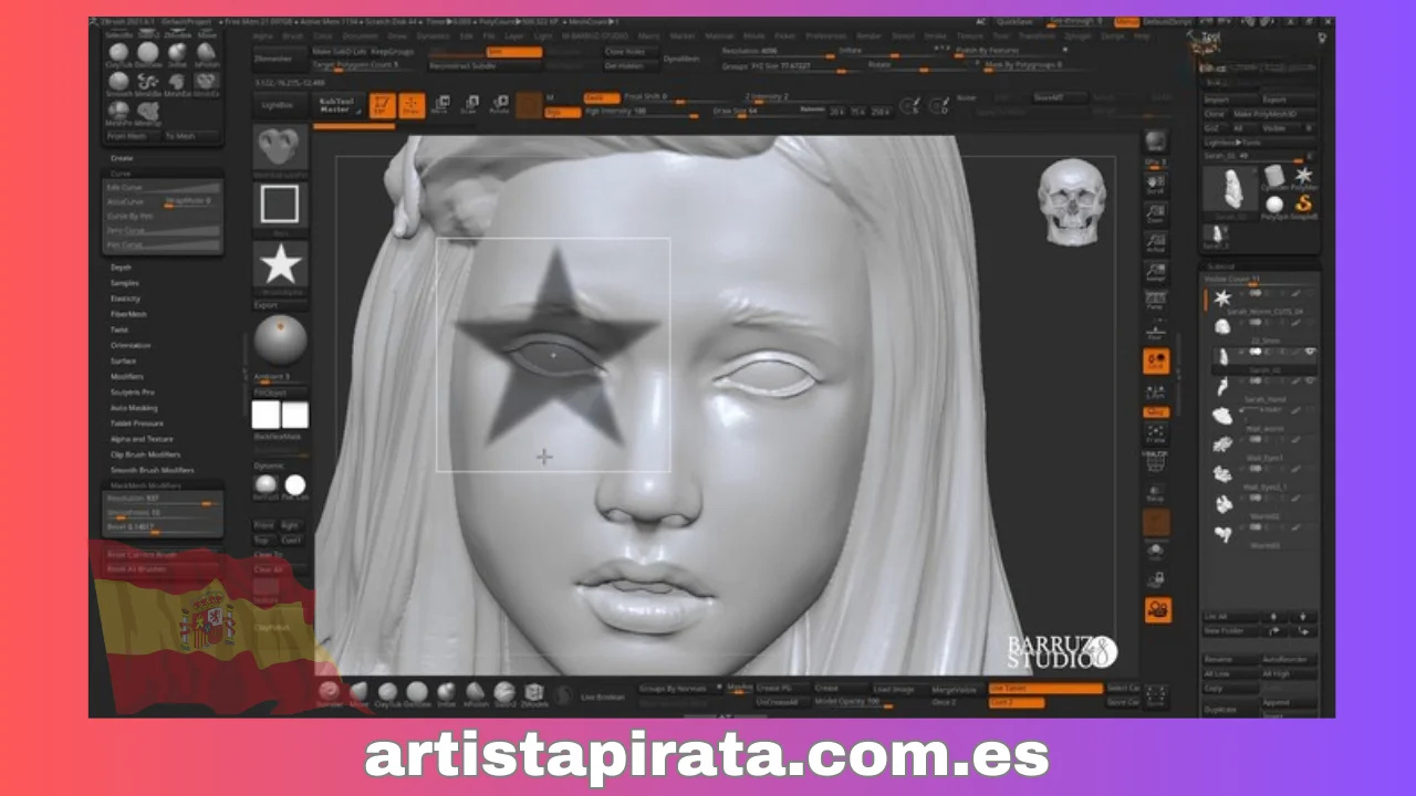 Interfaz del software Pixologic ZBrush 2024