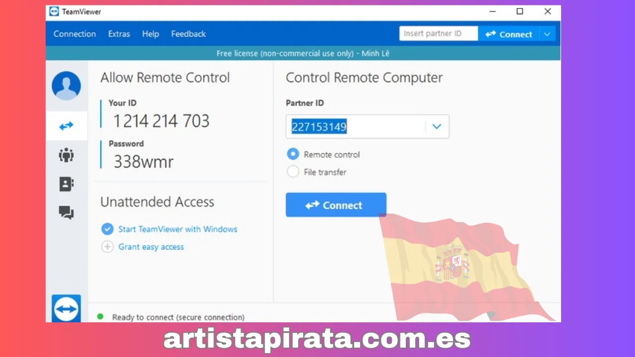 Interfaz del software Teamviewer