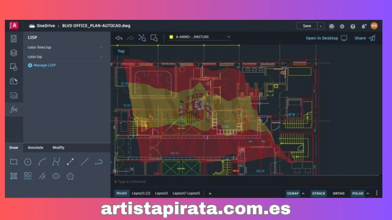 Interfaz del software autocad 2023