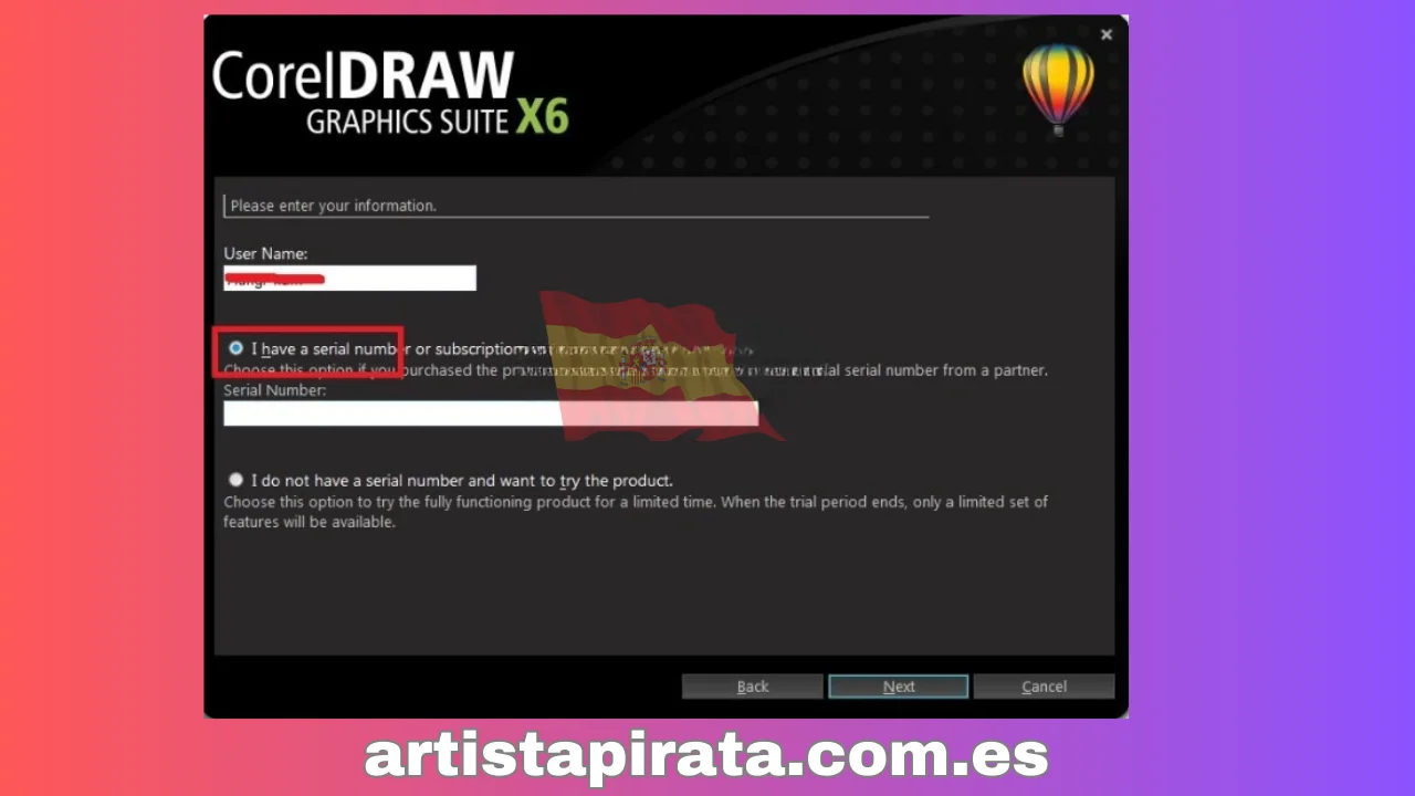 Marque “Tengo un serial…” y haga clic en “Siguiente”
