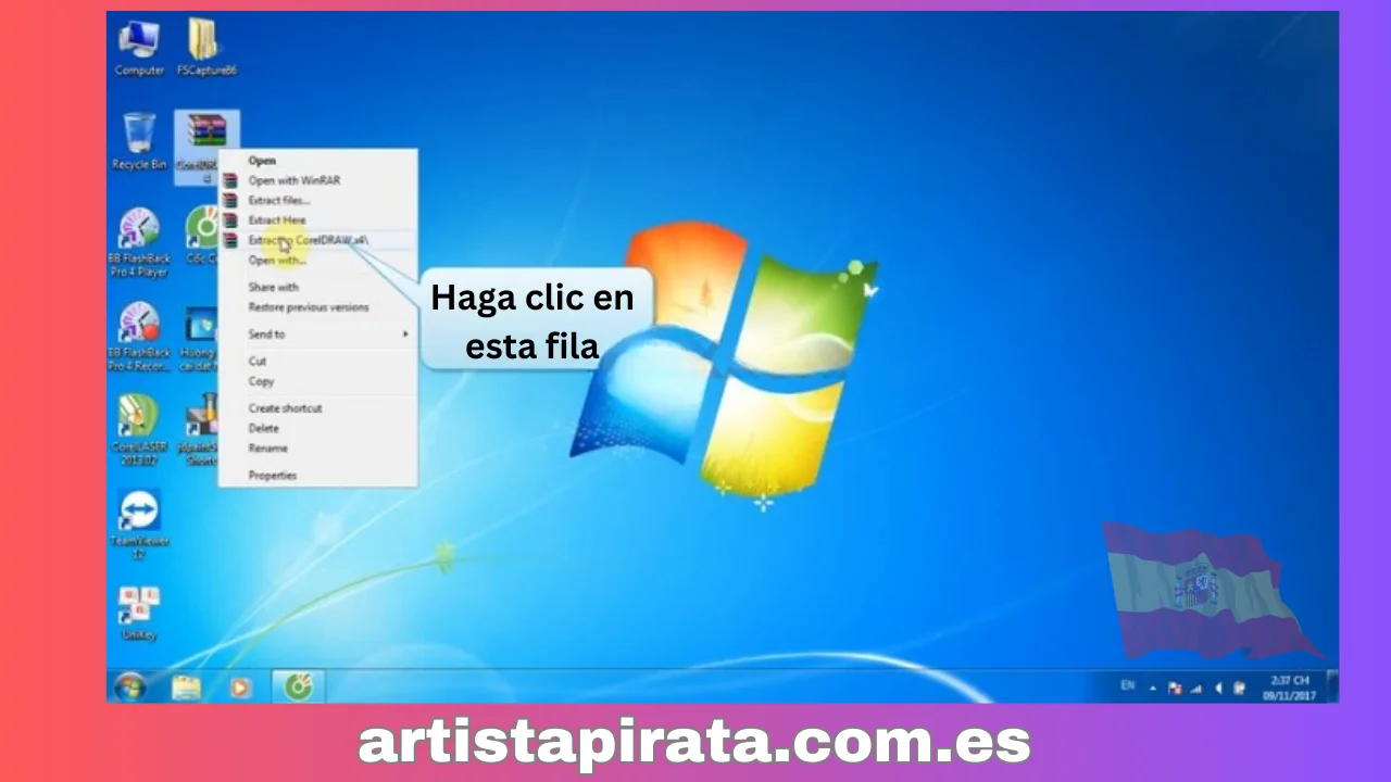 Seleccione Extraer a CorelDraw x4 para extraer