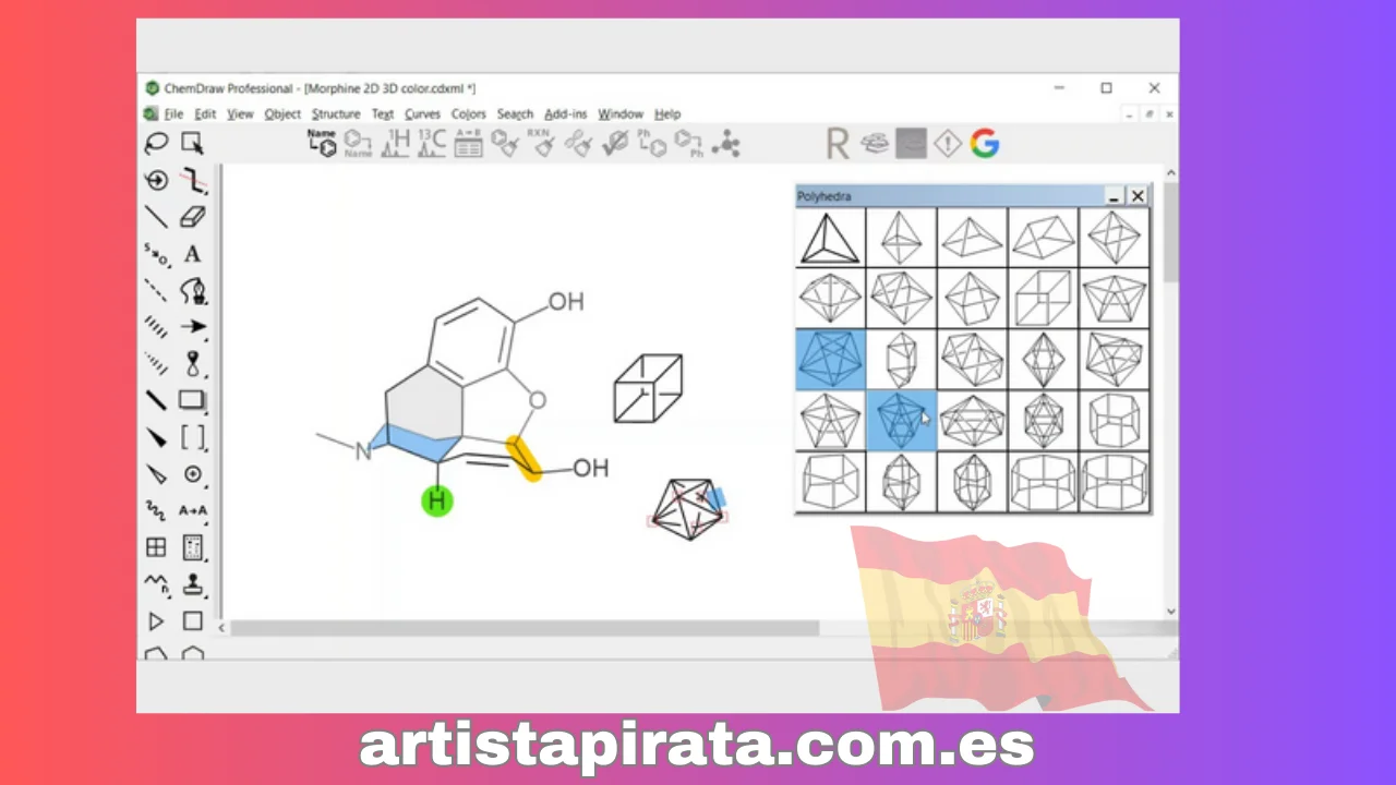 ChemDraw permite a los usuarios dibujar estructuras moleculares seleccionando elementos químicos