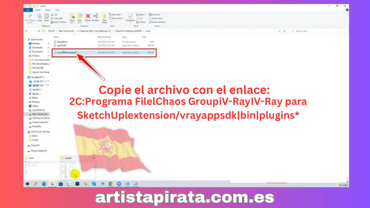 Copiar archivo vray_BRDFScanned.dll