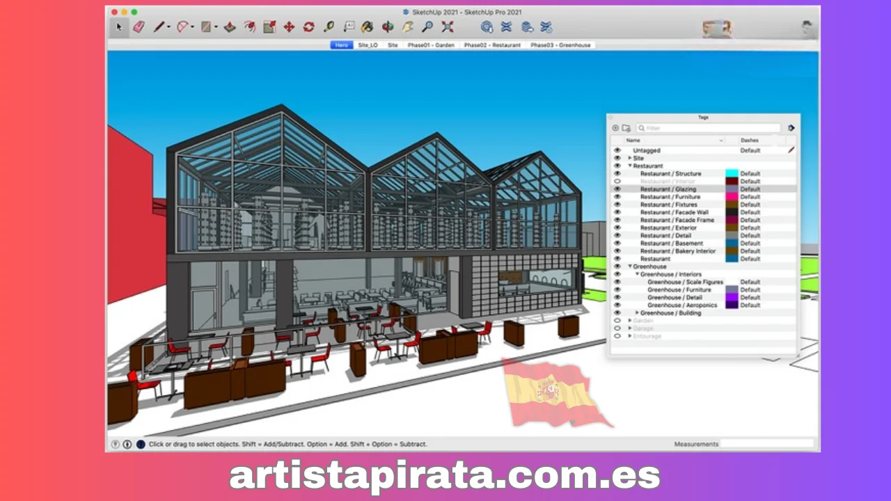 Copyright Sketchup 2021 interfaz del software