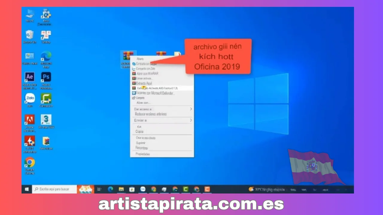 Descomprima el archivo de activación de Office 2019