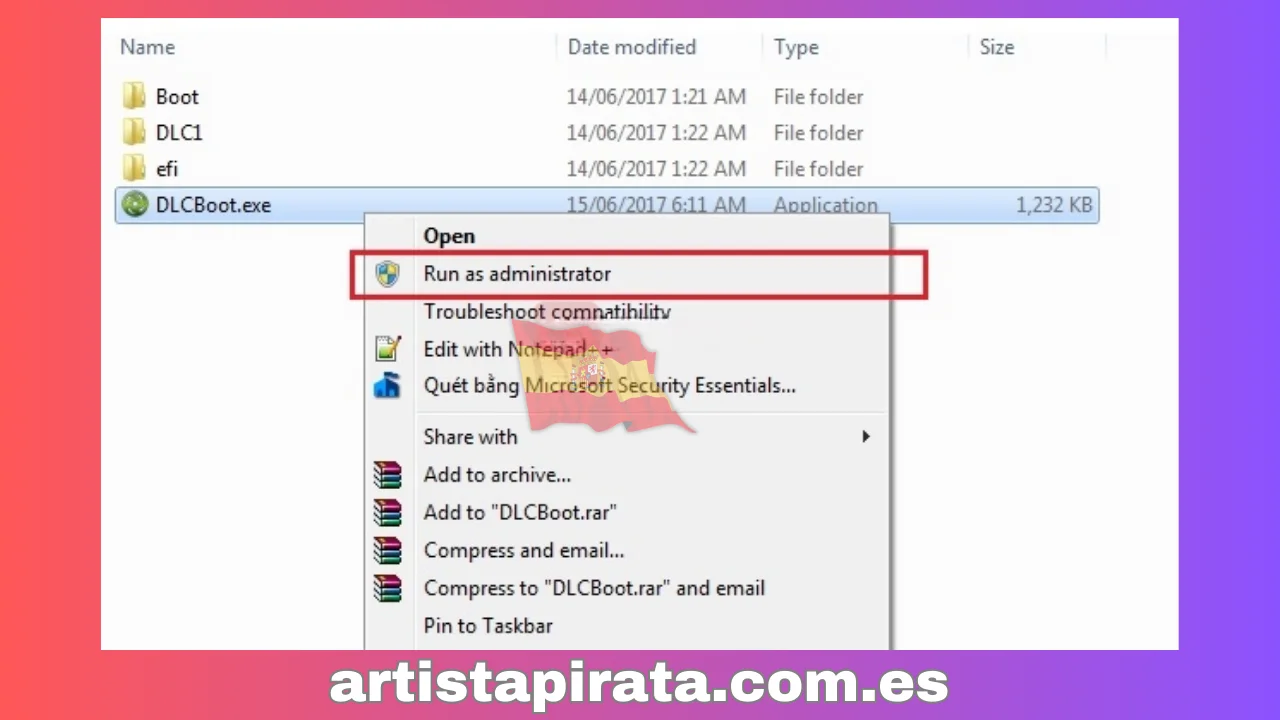 Ejecute el archivo “DLCBoot”