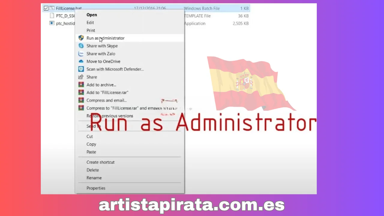 Ejecute el archivo “FillLicense” con derechos de administrador