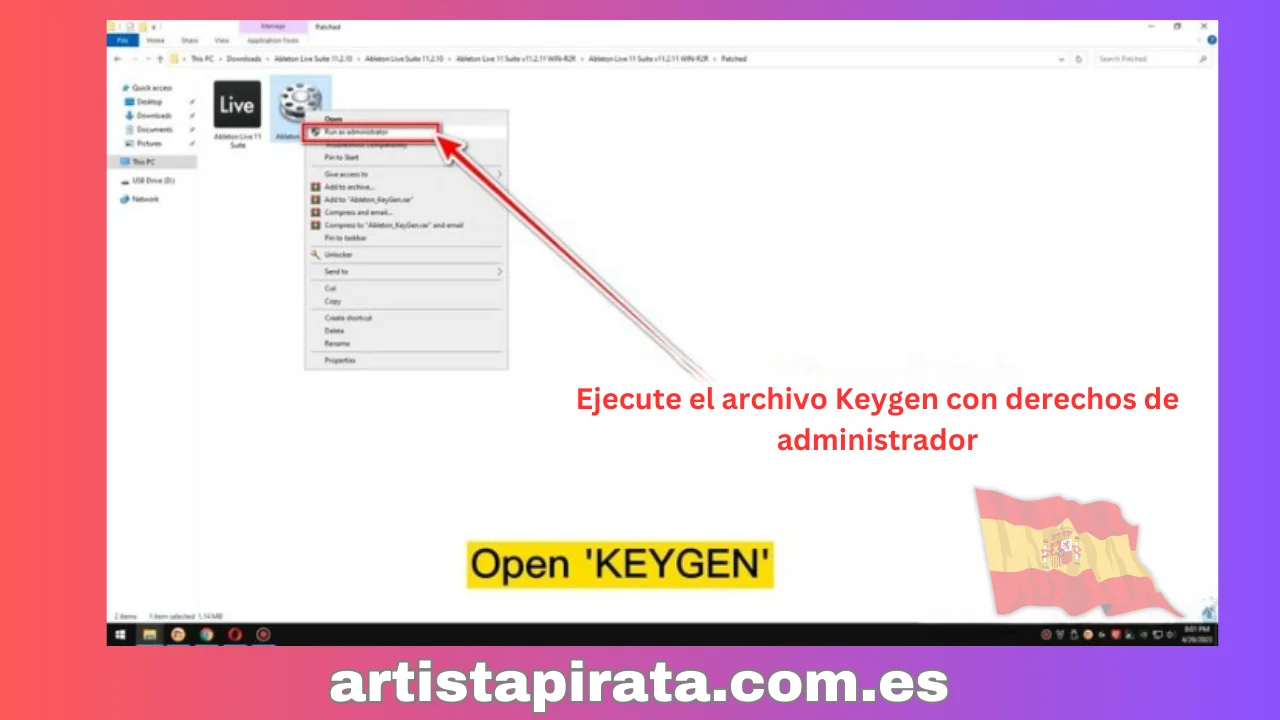 Ejecute el archivo Keygen