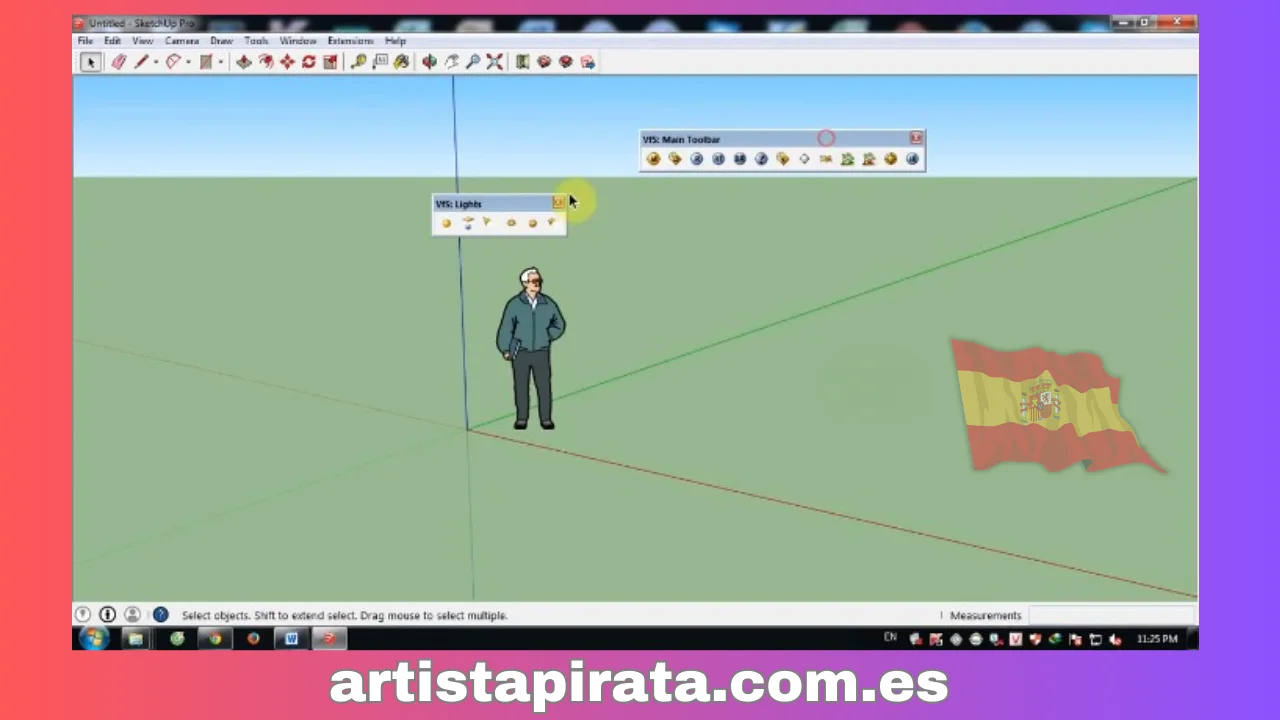 Empezar a usar Sketchup para mover la nueva barra de herramientas hacia arriba.