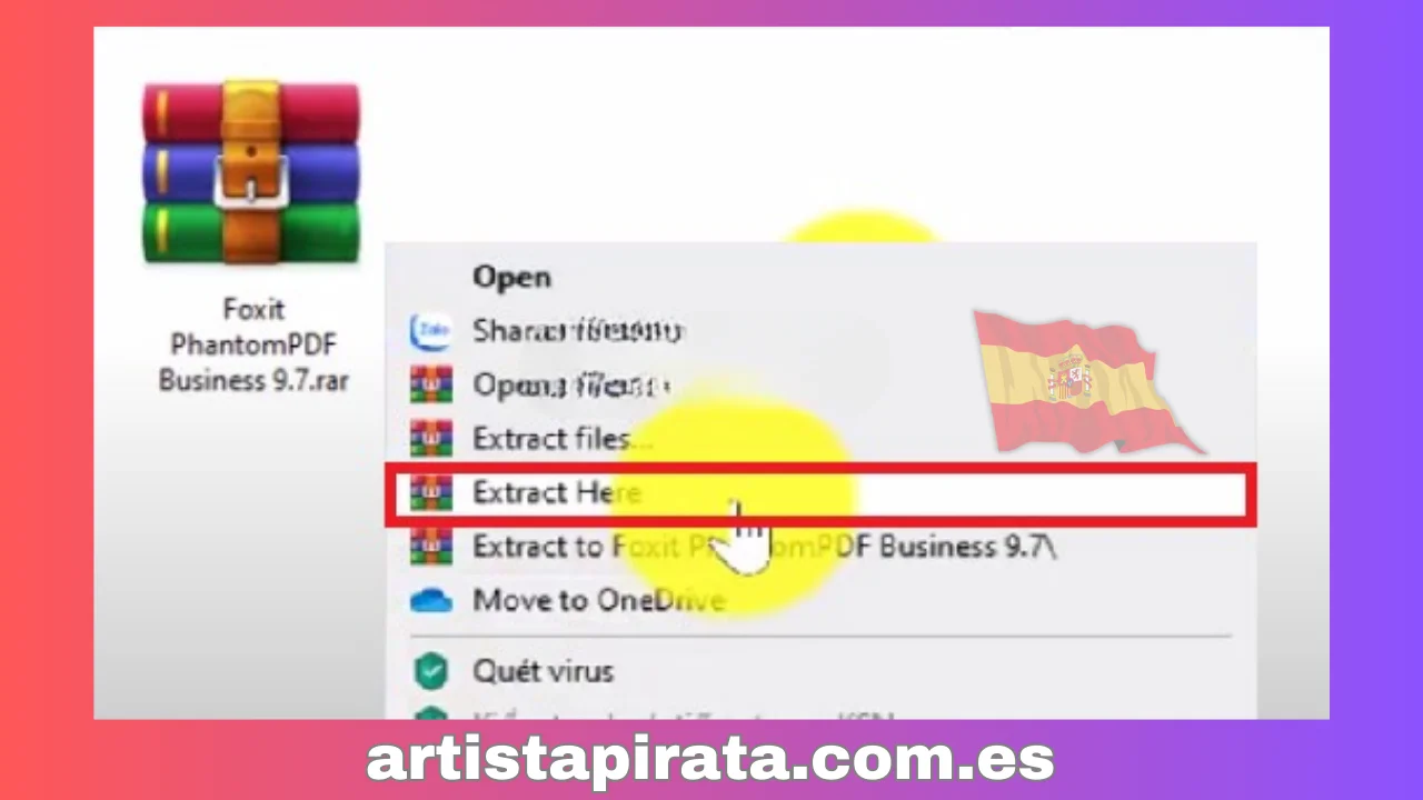 Extraiga el archivo de instalación fantasma de foxit pdf