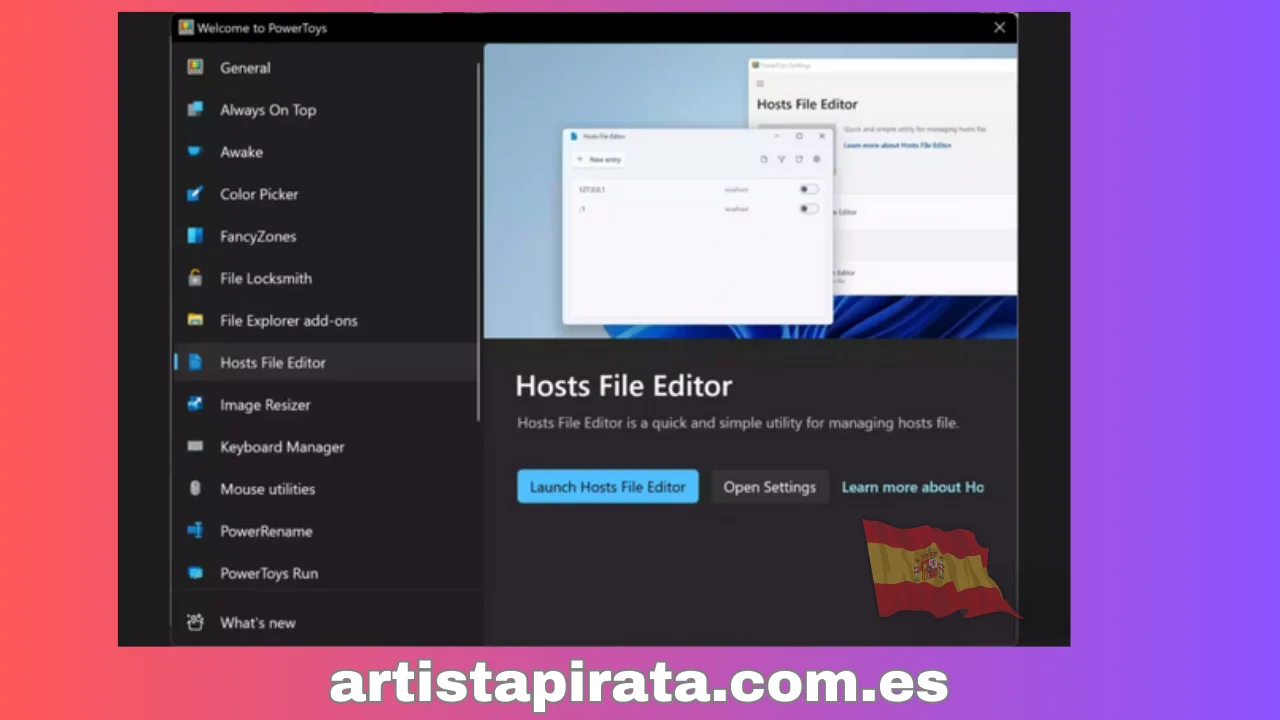 Funciones destacadas integradas en Hosts Editor