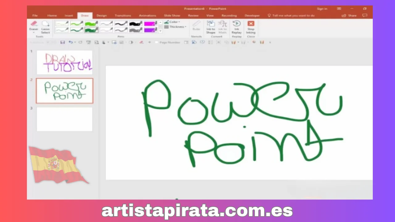 Herramienta Pluma en PowerPoint 2019.