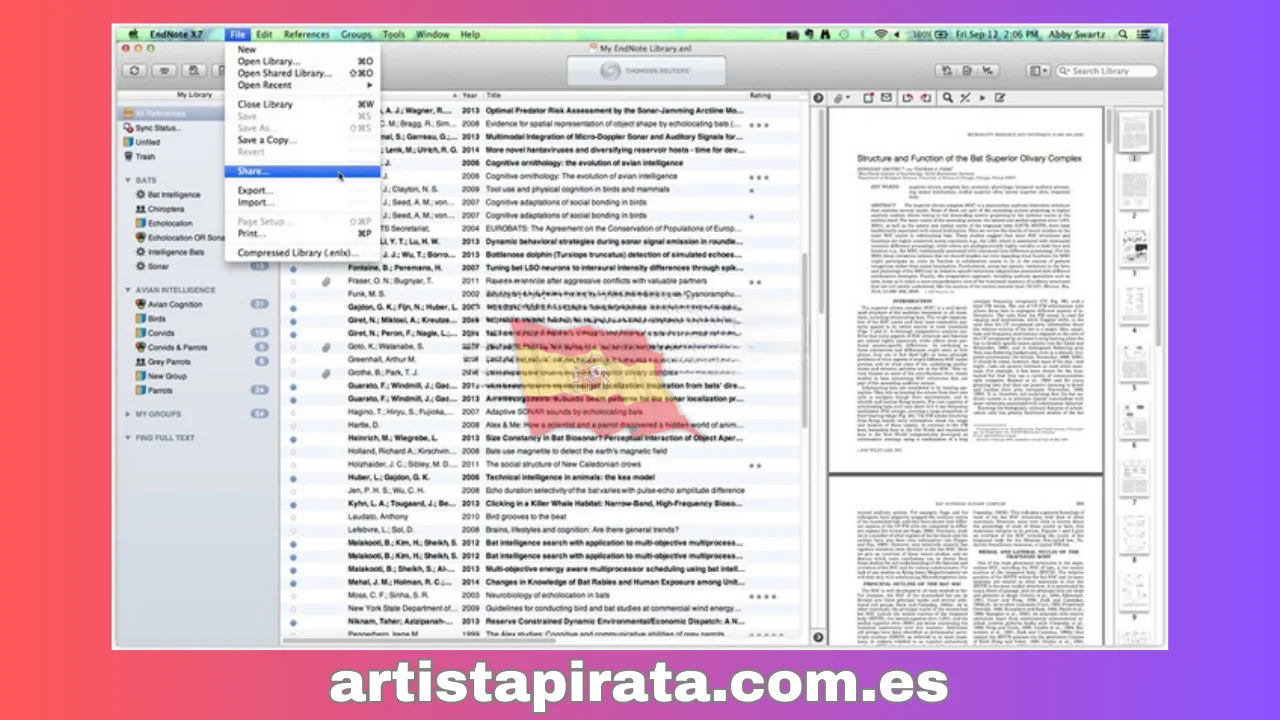 Interfaz del software Endnote X7