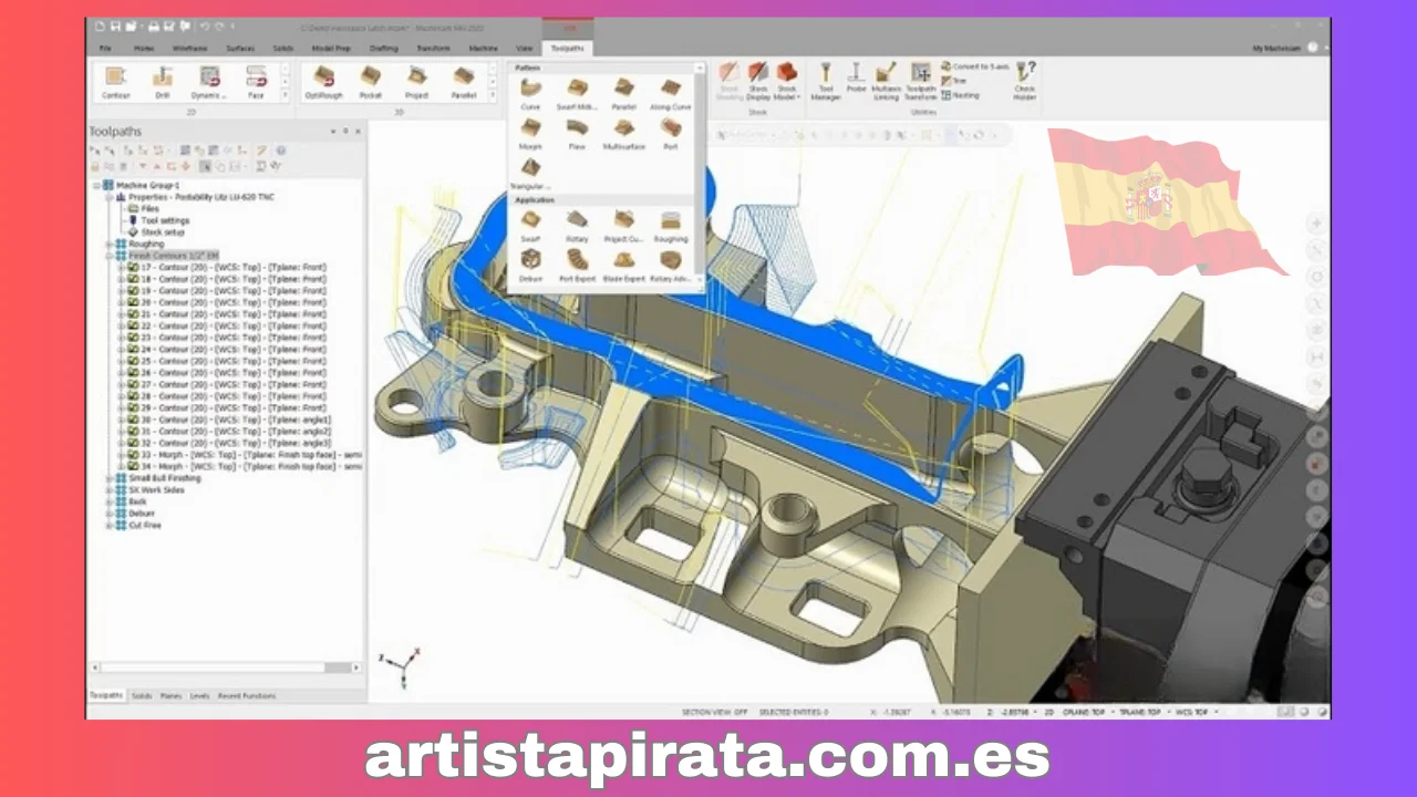 Interfaz del software Mastercam 2020