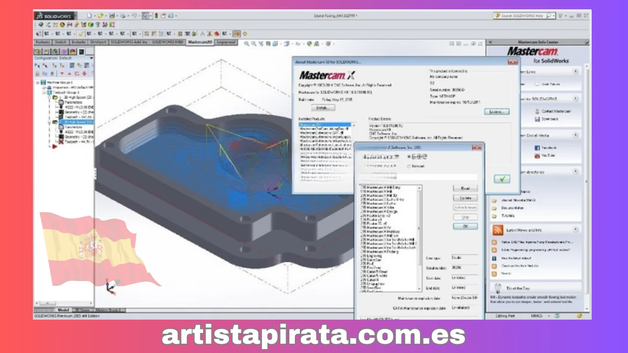 Interfaz del software Mastercam x9