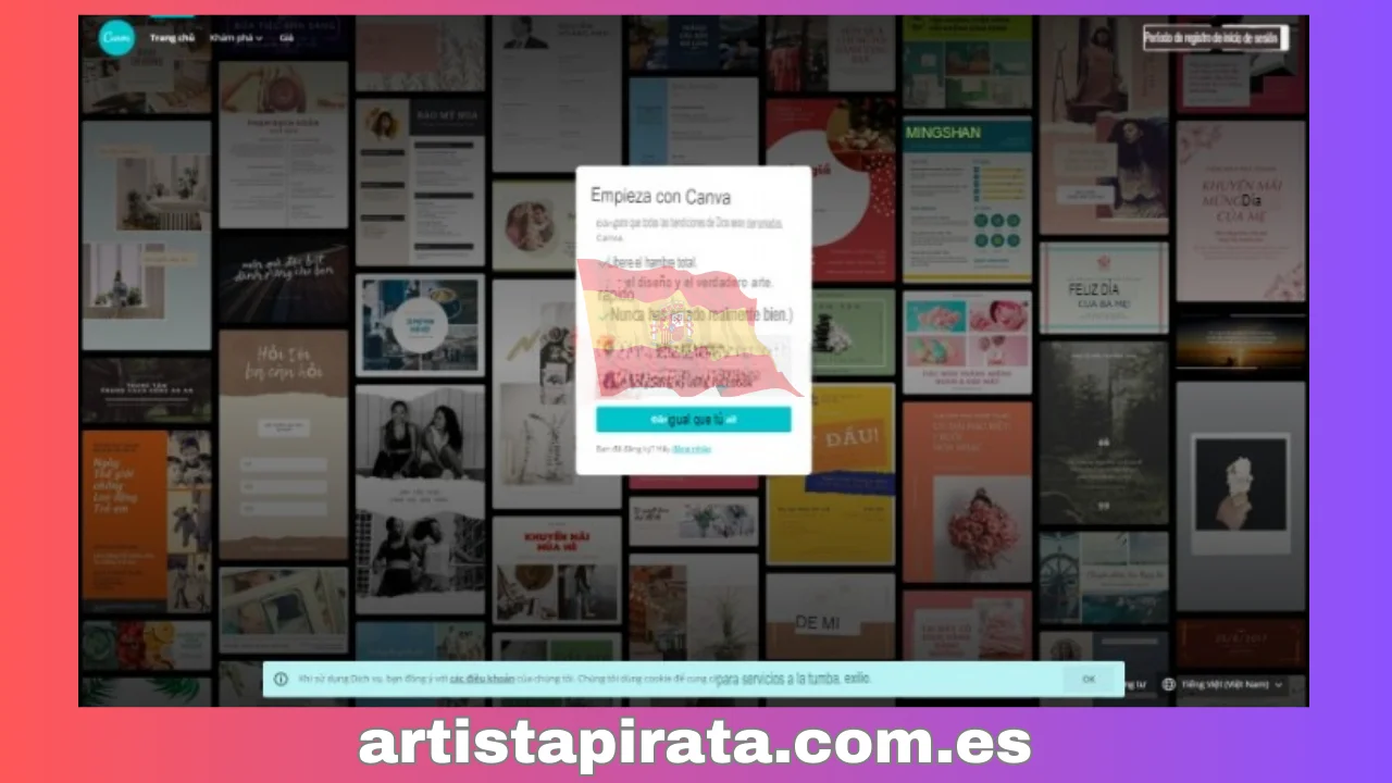 Visita Canva para registrar una cuenta