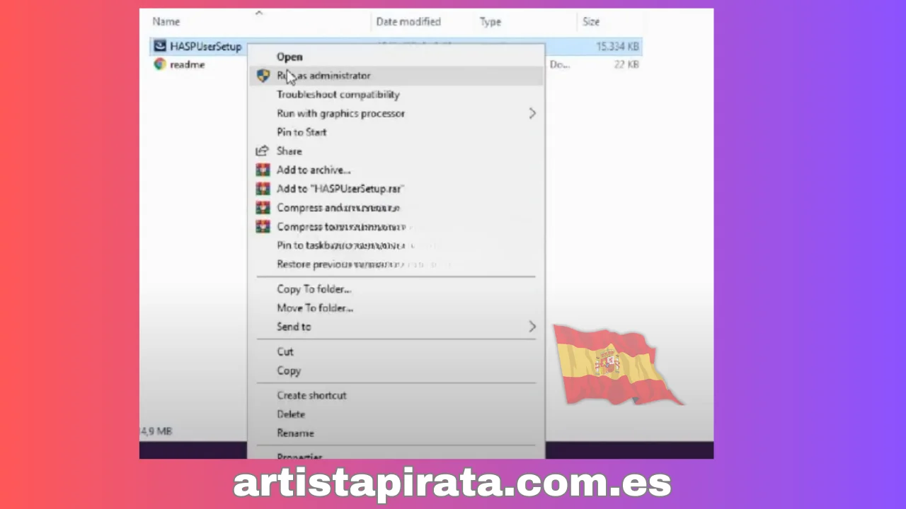 Ejecute el archivo “HASPUsersetup” con derechos de administrador