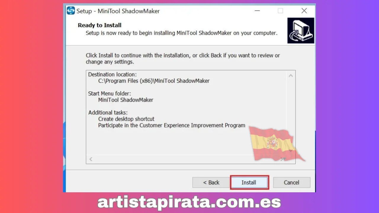 Instalación de MiniTool ShadowMaker, paso 7