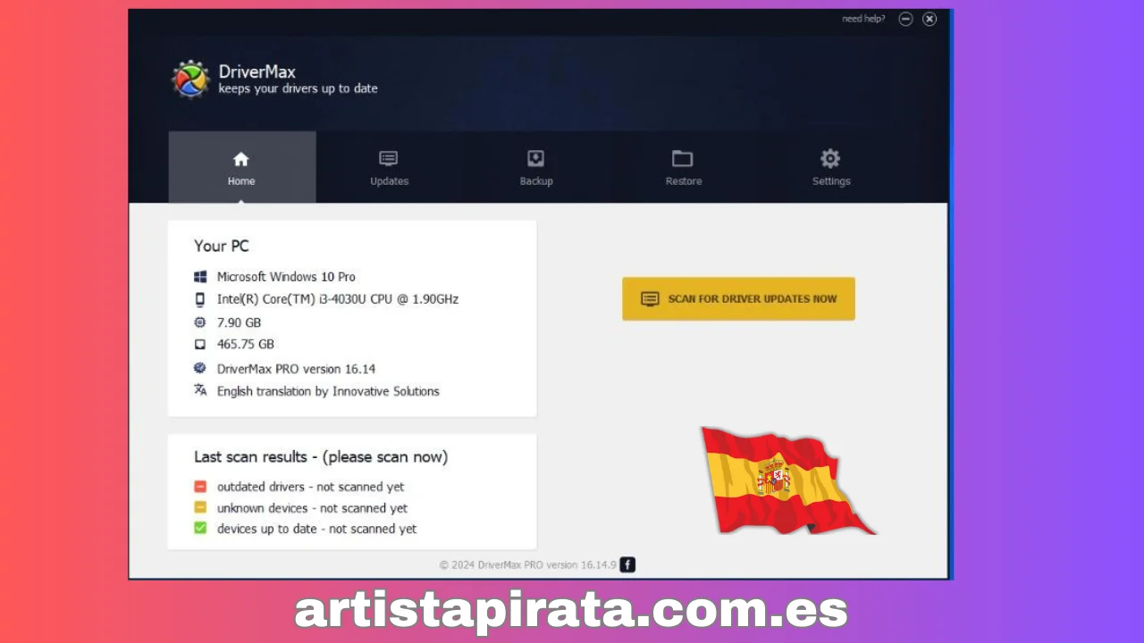 Interfaz DriverMax Pro