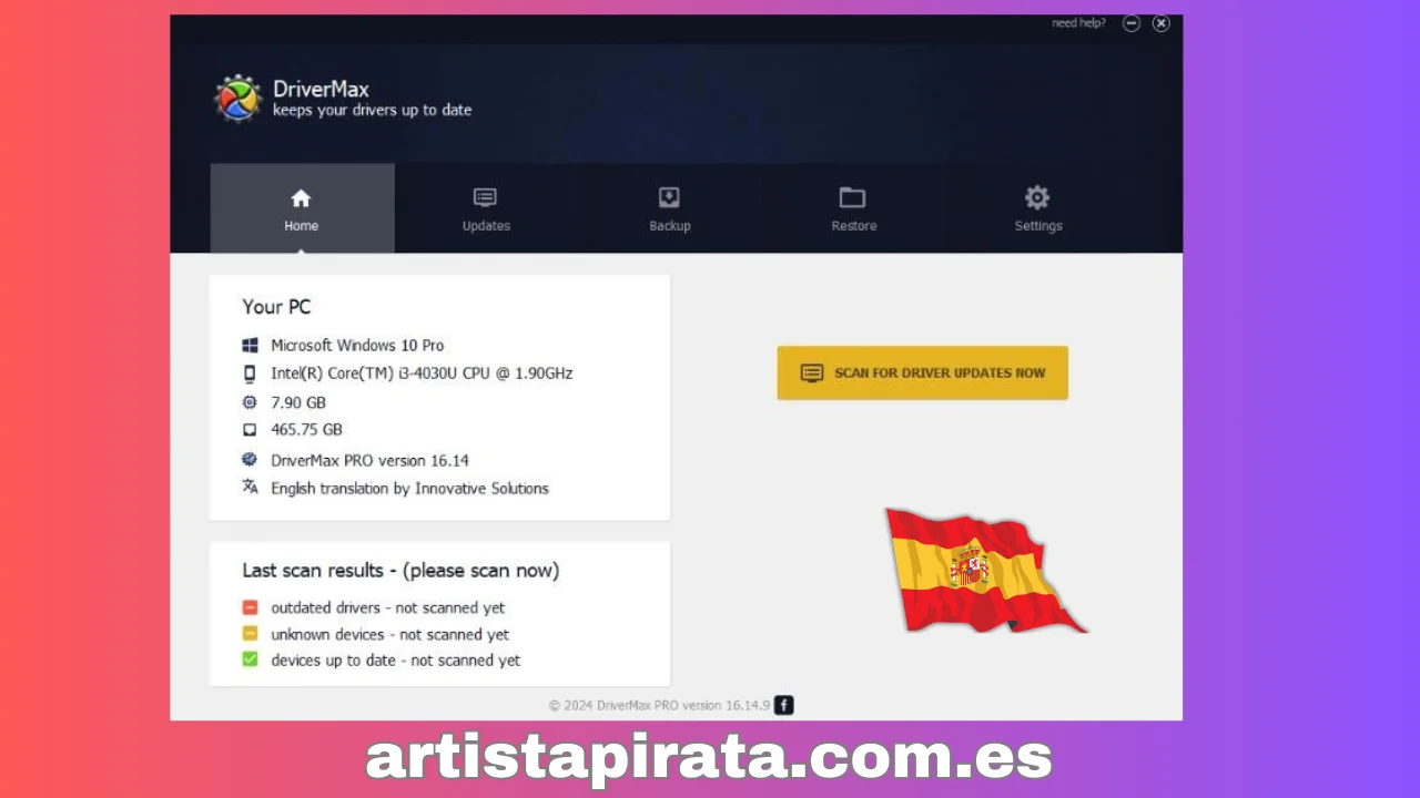 Interfaz DriverMax Pro