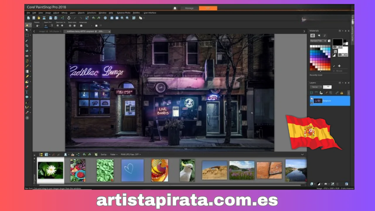 Interfaz del software Corel Paintshop Pro