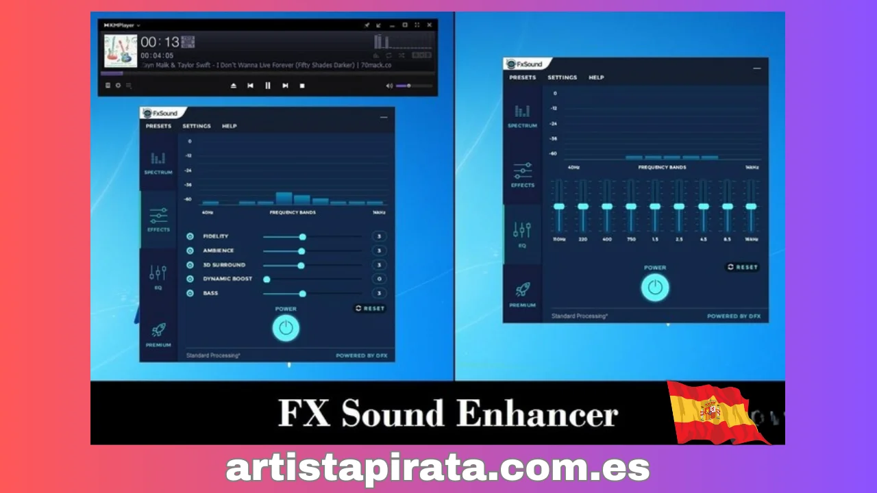 Interfaz del software DFX Audio Enhancer