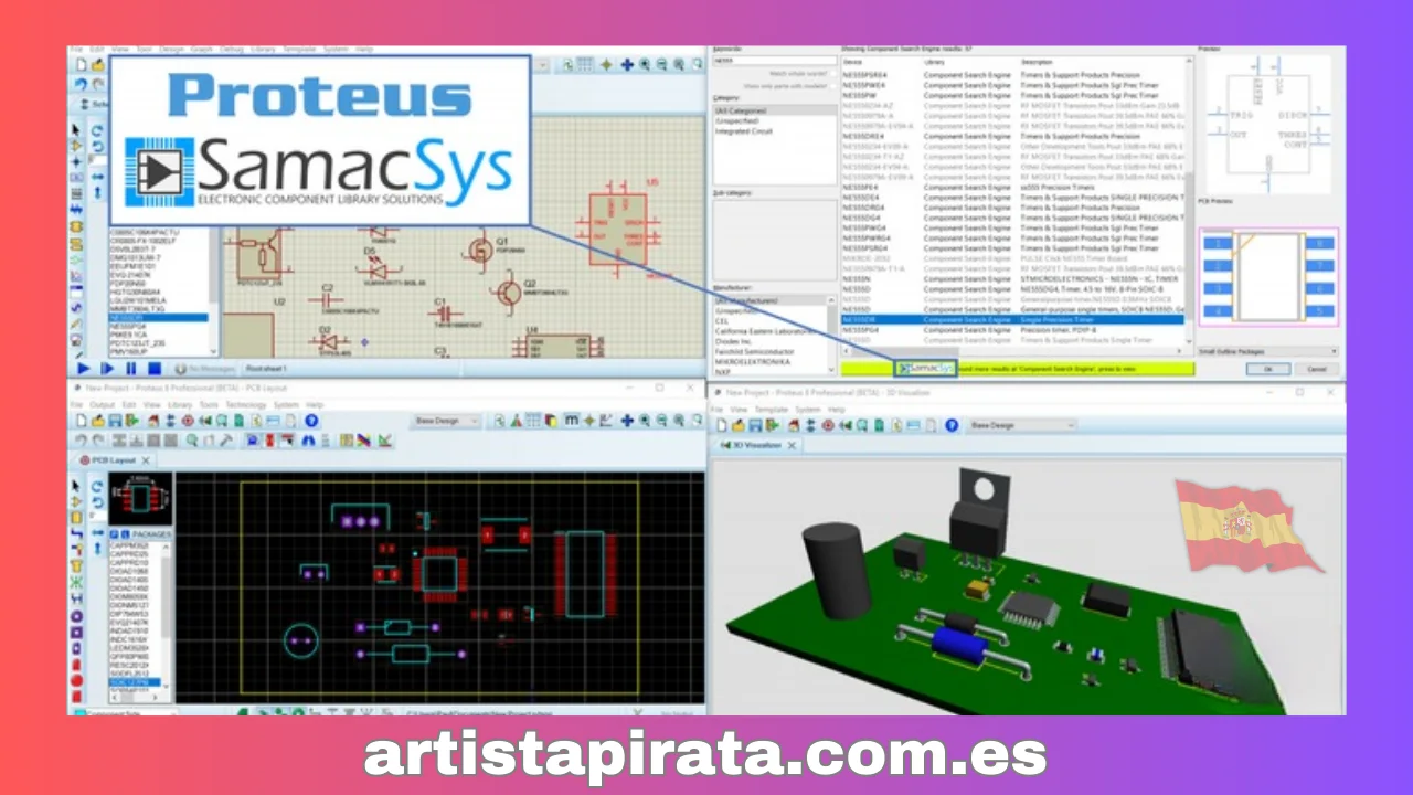 Software Proteus dibujo y simulación de circuitos electrónicos.